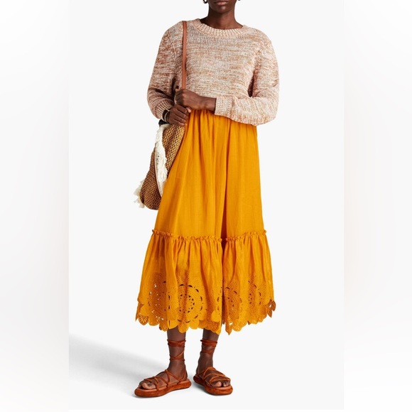 Zimmerman Embroidered ruffle-trimmed ramie wrap skirt, size 0 - Picture 1 of 12